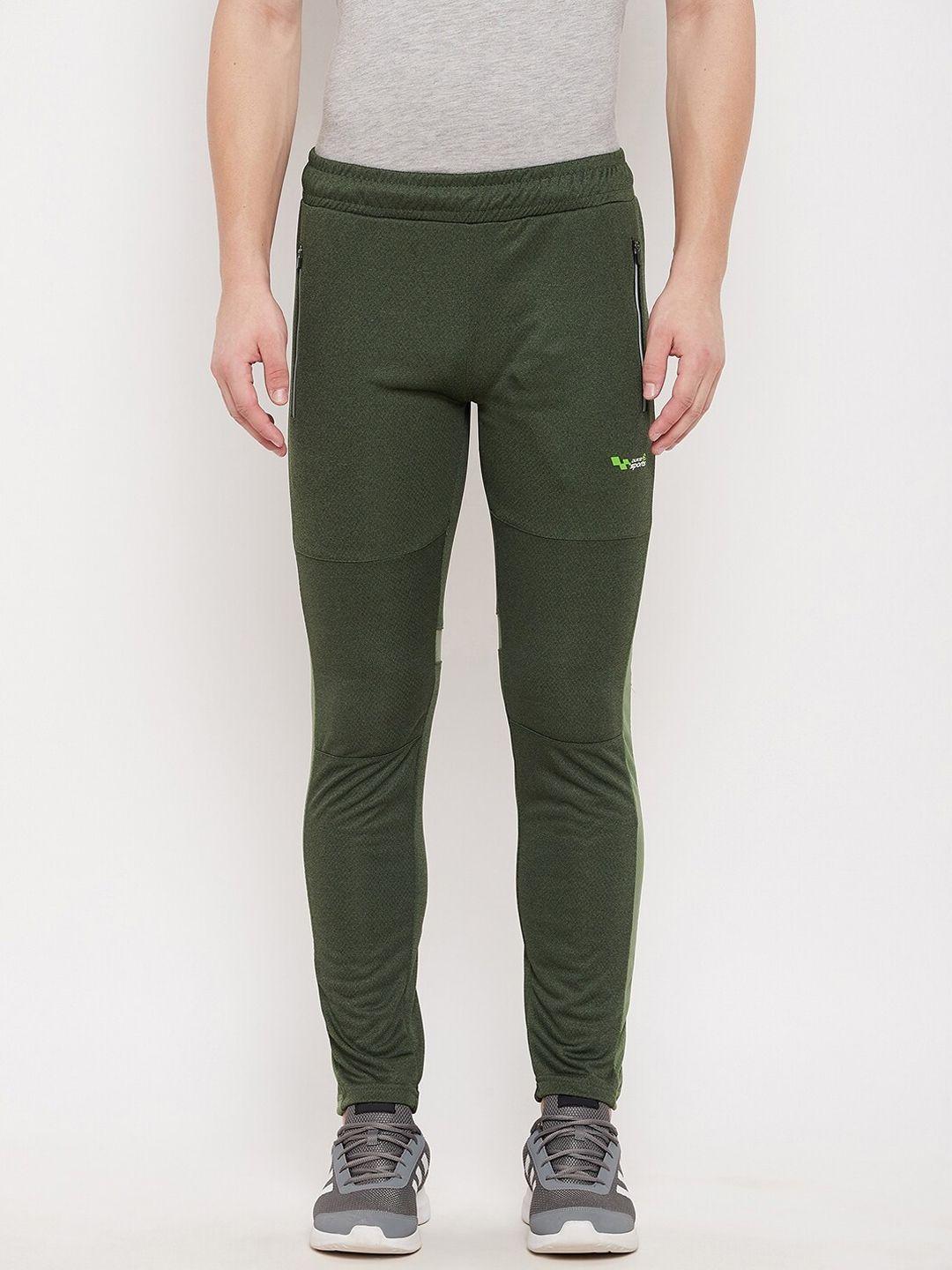 duke men olive green solid regular-fit pure cotton track pants