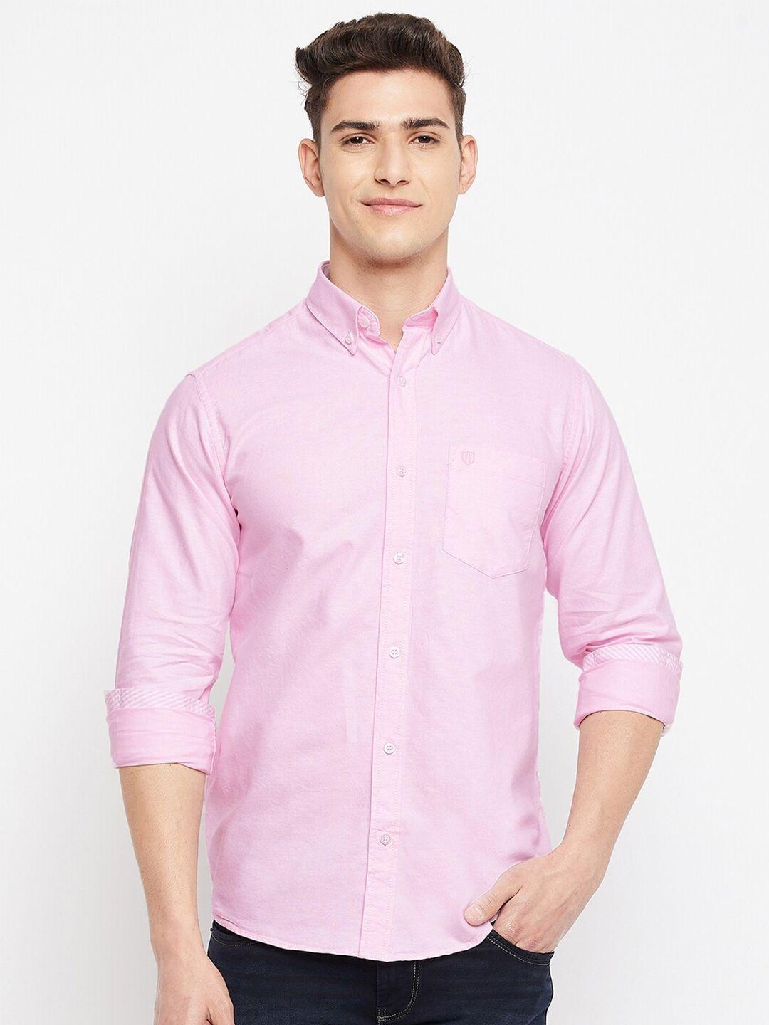 duke men pink slim fit casual cotton shirt