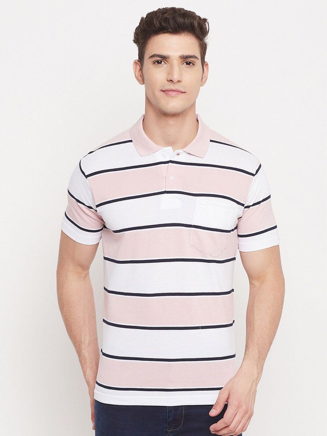 duke men pink striped polo collar t-shirt