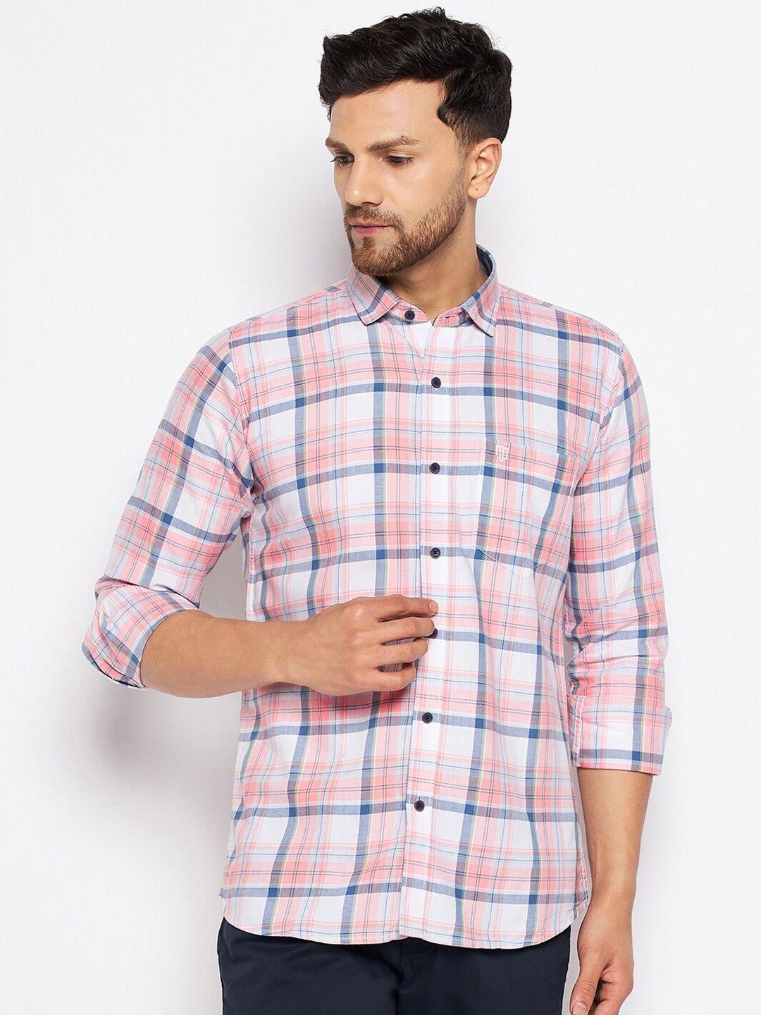 duke men slim fit checked cotton casual shirt