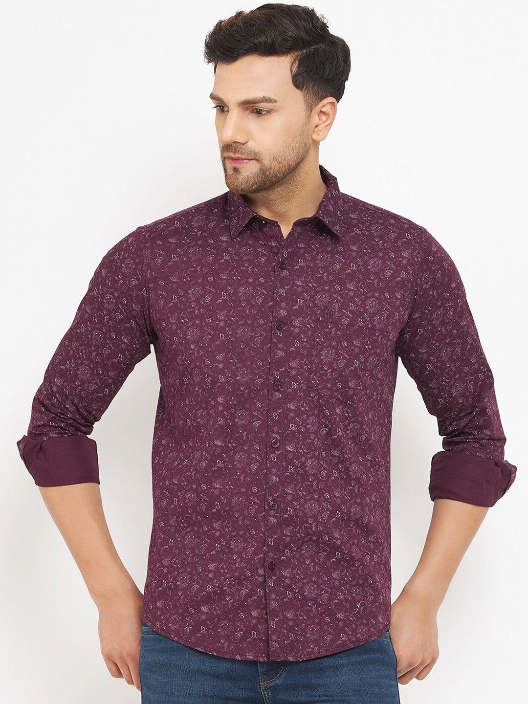 duke men slim fit printed casual cotton shirt