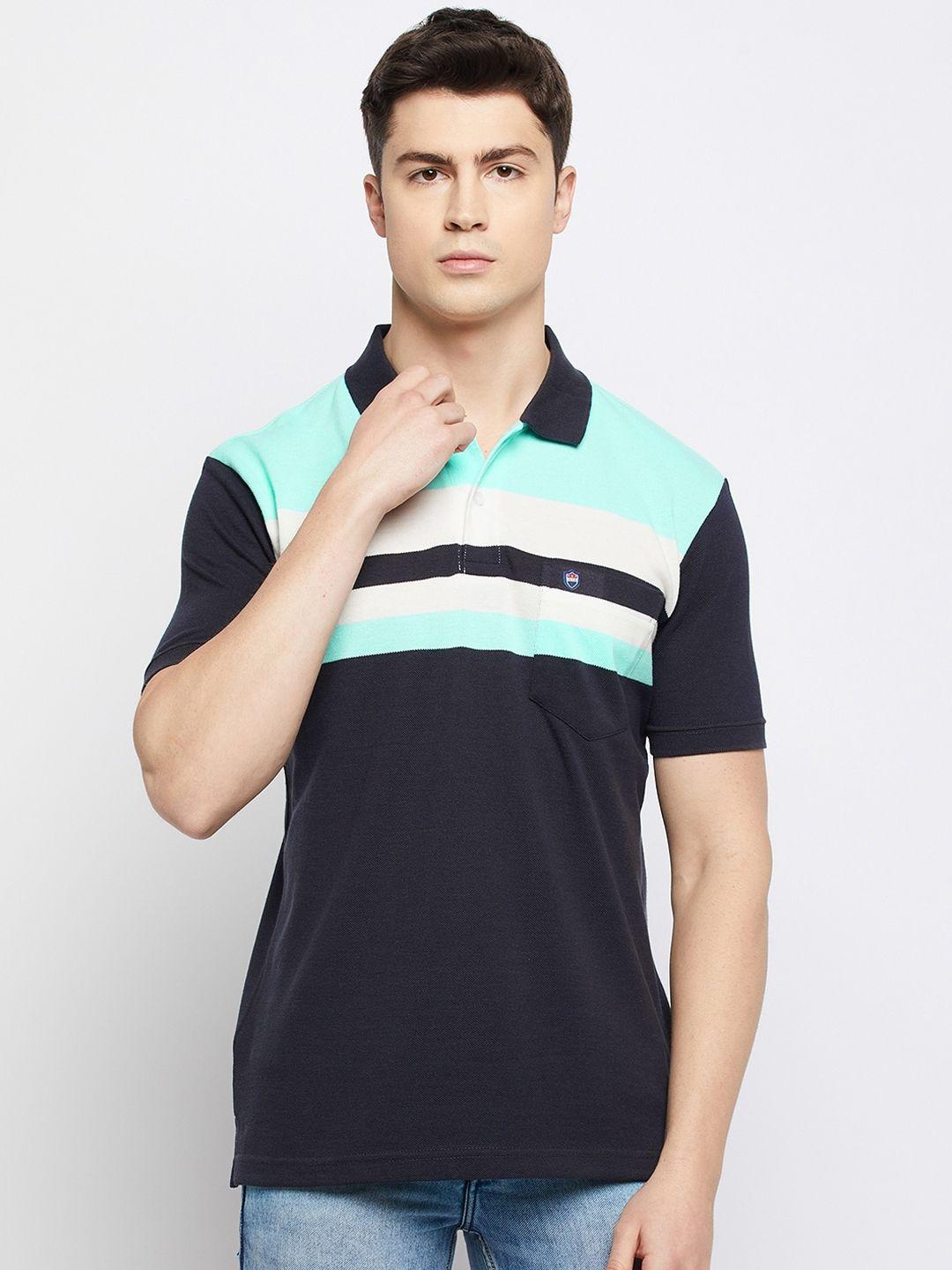 duke men striped polo collar t-shirt