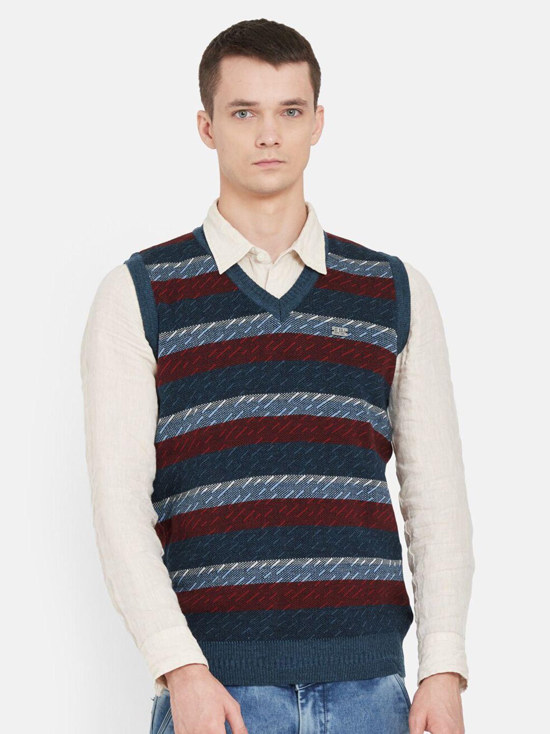 duke men teal & red striped sweater vest