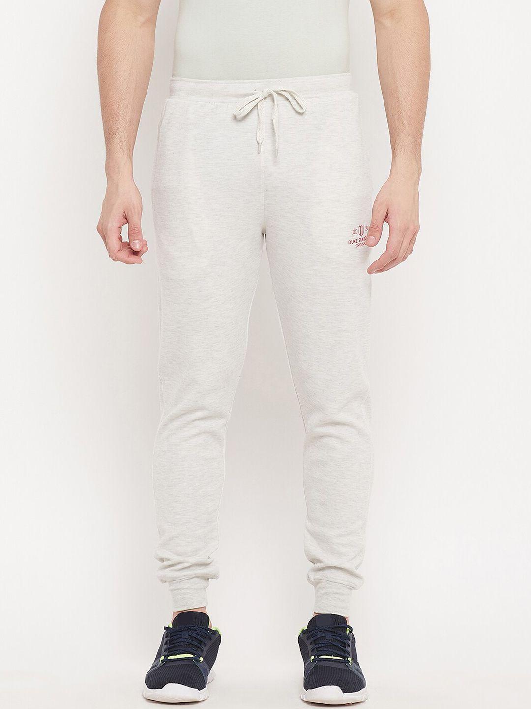 duke men white solid slim-fit joggers