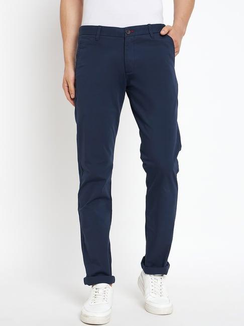 duke midnight blue cotton slim fit chinos