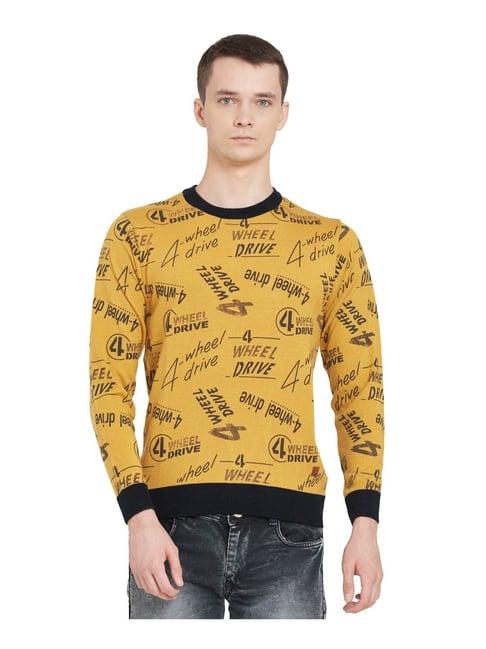 duke mustard printed sweater