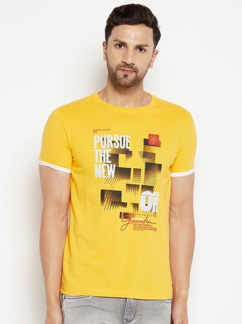 duke mustard slim fit printed t-shirt