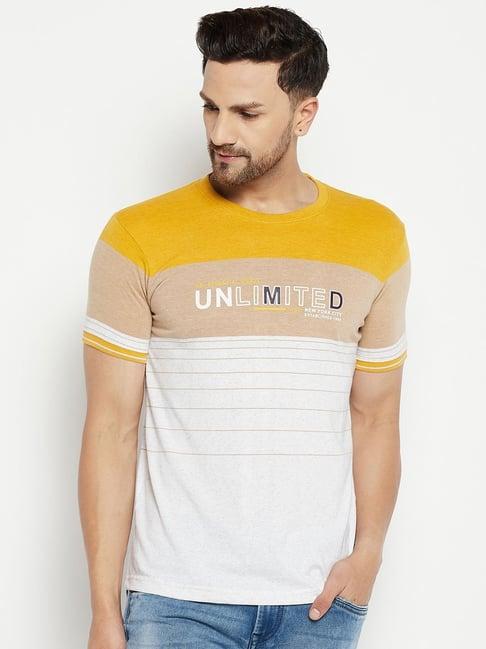duke mustard space slim fit striped t-shirt