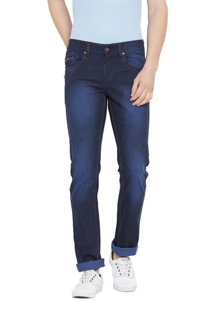 duke navy cotton regular fit jeans