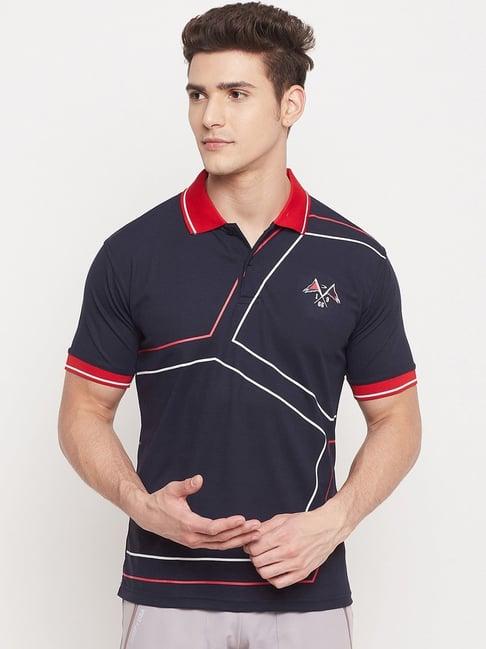 duke navy regular fit printed polo t-shirt