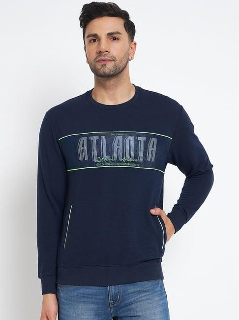 duke navy regular fit printed sweatshirt