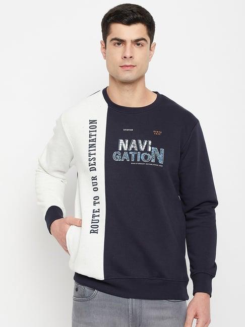 duke navy regular fit printed sweatshirt