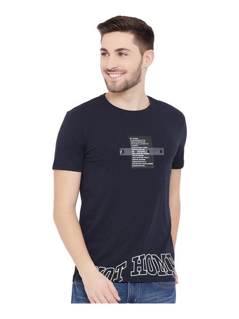 duke navy slim fit printed t-shirt