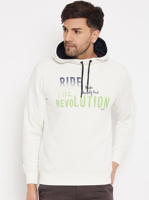 duke off white regular fit printed hooded sweatshirt