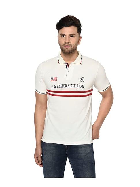 duke off white striped polo t-shirt