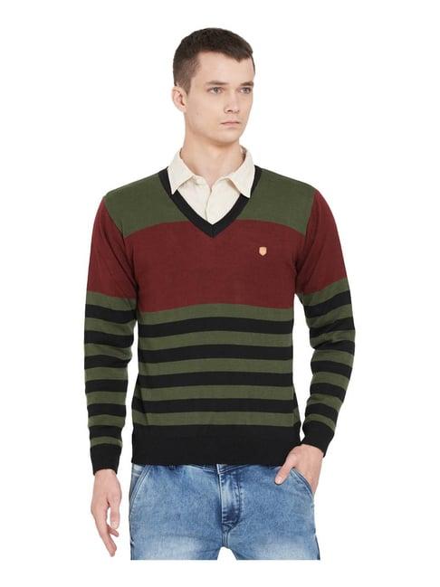 duke olive & maroon striped sweater