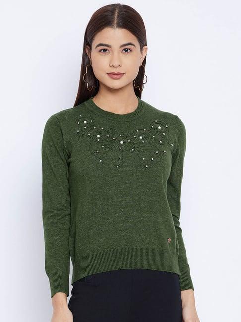duke olive embellished sweater