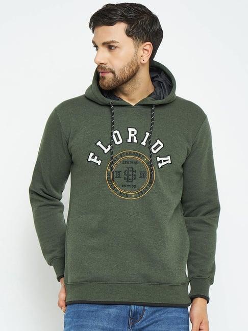 duke olive mix regular fit embroidered hooded sweatshirt