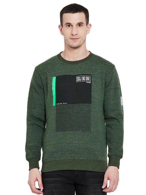 duke olive snow regular fit printed sweatshirt