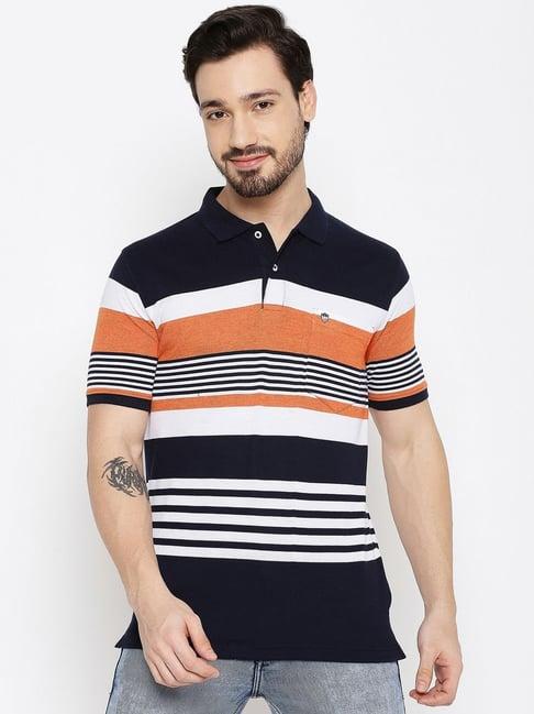 duke orange mix regular fit striped polo t-shirt