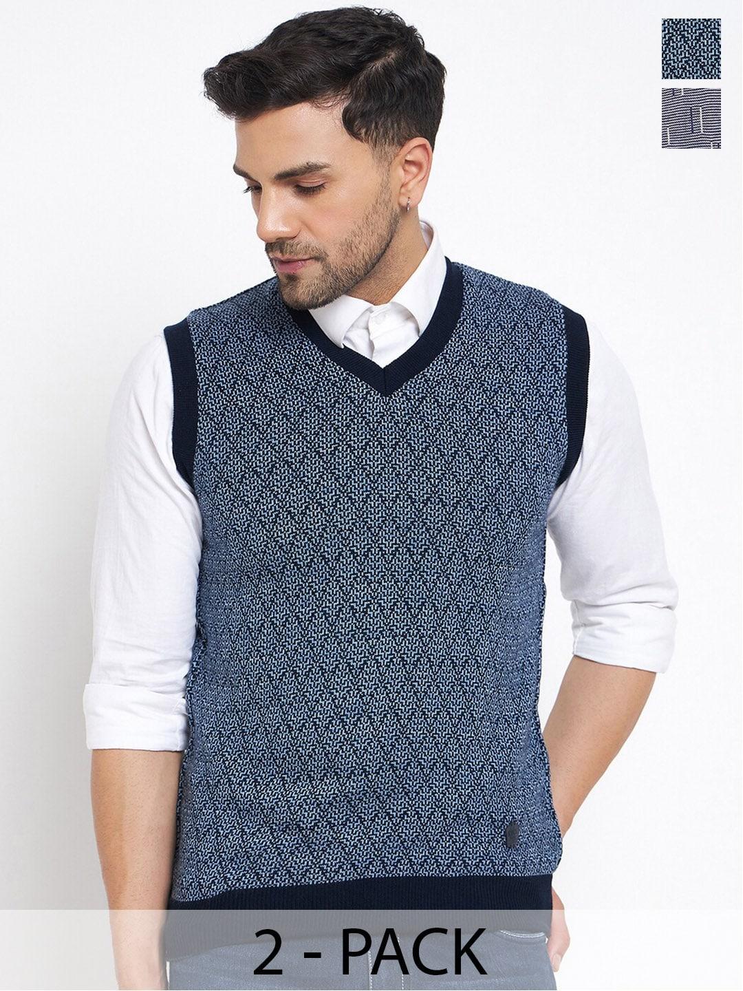duke pack of 2 self design sleeveless sweater vests