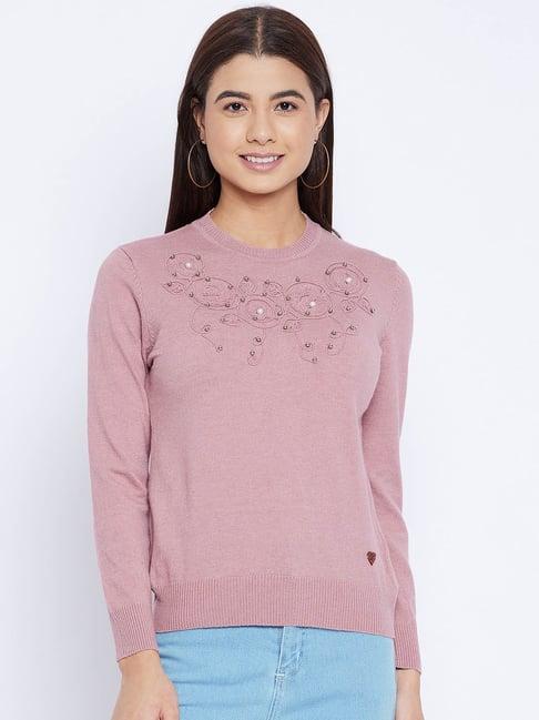 duke peach embellished sweater