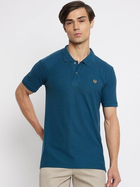 duke petrol blue slim fit polo t-shirt