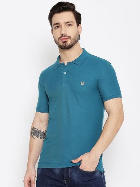 duke petrol blue slim fit polo t-shirt