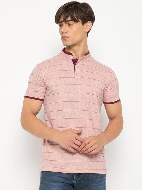 duke pink slim fit striped t-shirt