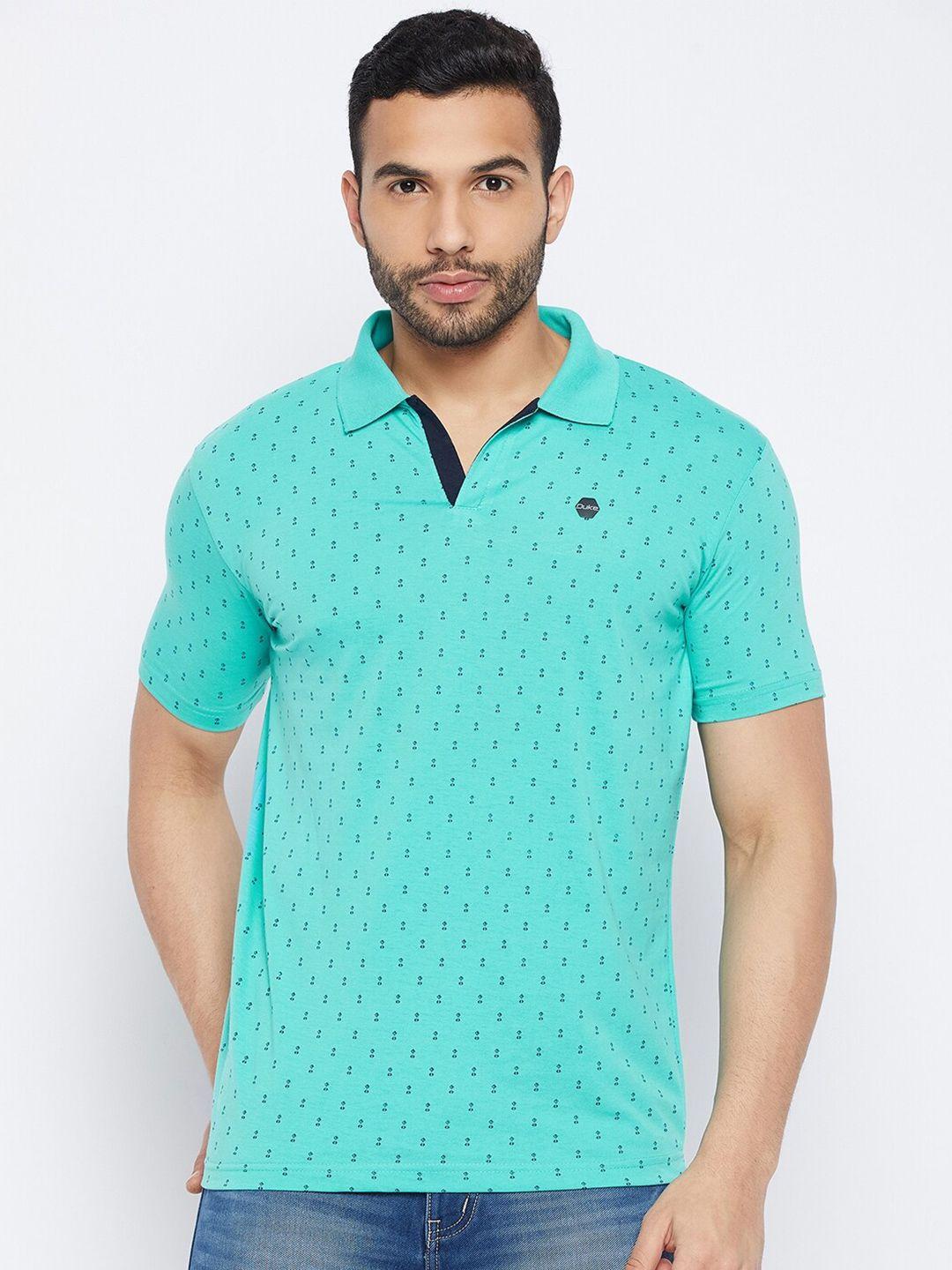 duke polo collar micro or ditsy print slim fit cotton t-shirt