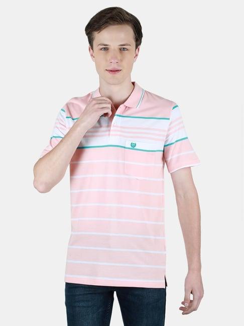 duke powder pink slim fit striped polo t-shirt