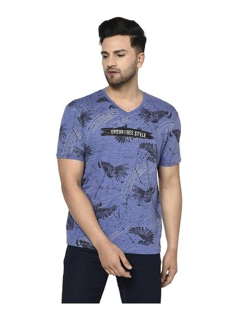 duke purple cotton regular fit printed t-shirt