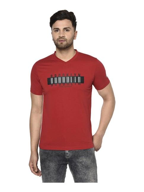 duke red cotton regular fit printed t-shirt