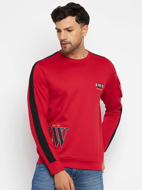 duke red regular fit striped sweatshirt