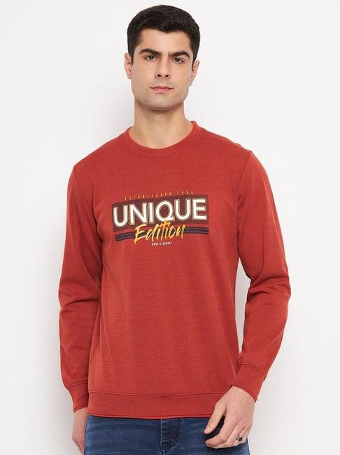 duke rust regular fit printed sweatshirt