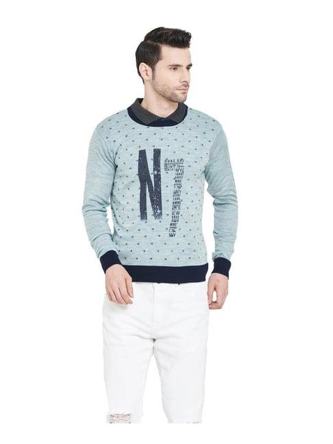 duke sea green printed sweater