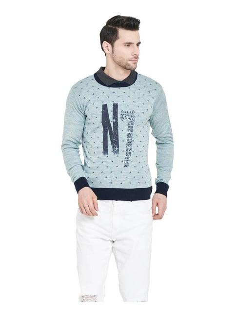 duke sea green printed sweater