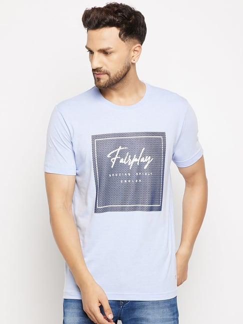 duke sky melange slim fit printed t-shirt