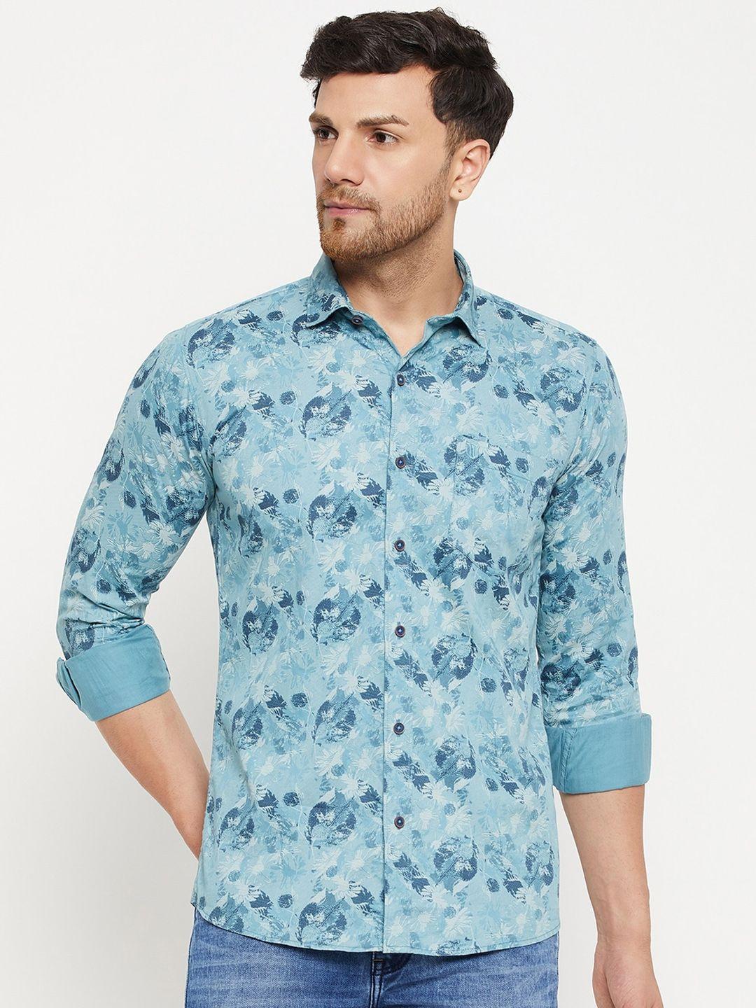 duke slim fit abstract printed casual pure cotton shirt