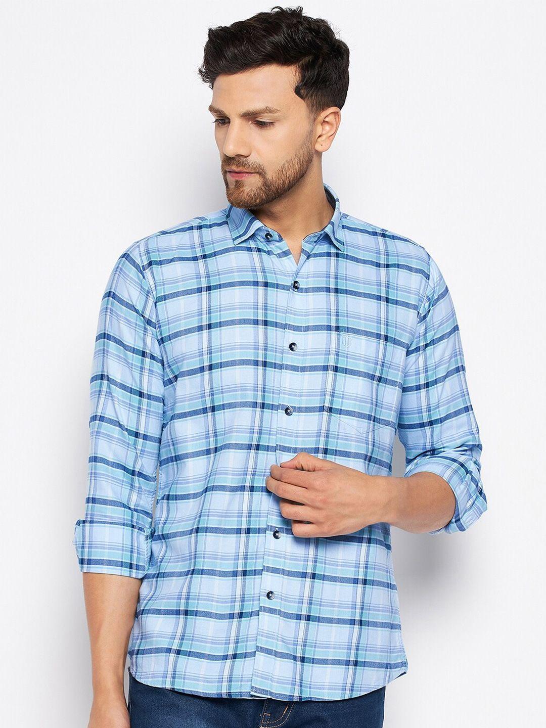 duke slim fit checked opaque casual shirt