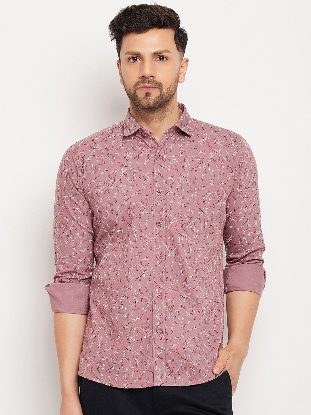 duke slim fit opaque floral printed cotton casual shirt