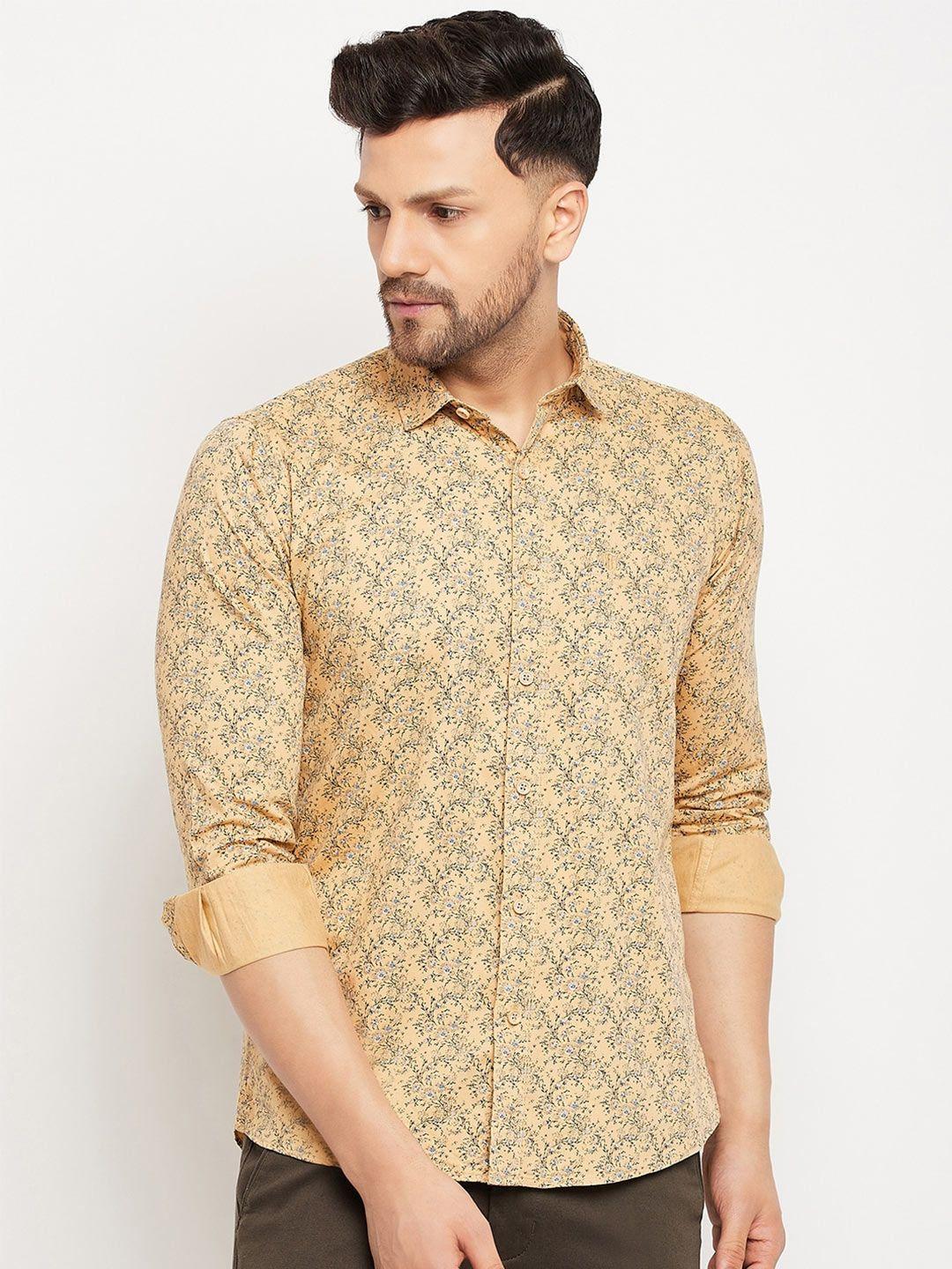 duke slim fit opaque floral printed cotton casual shirt