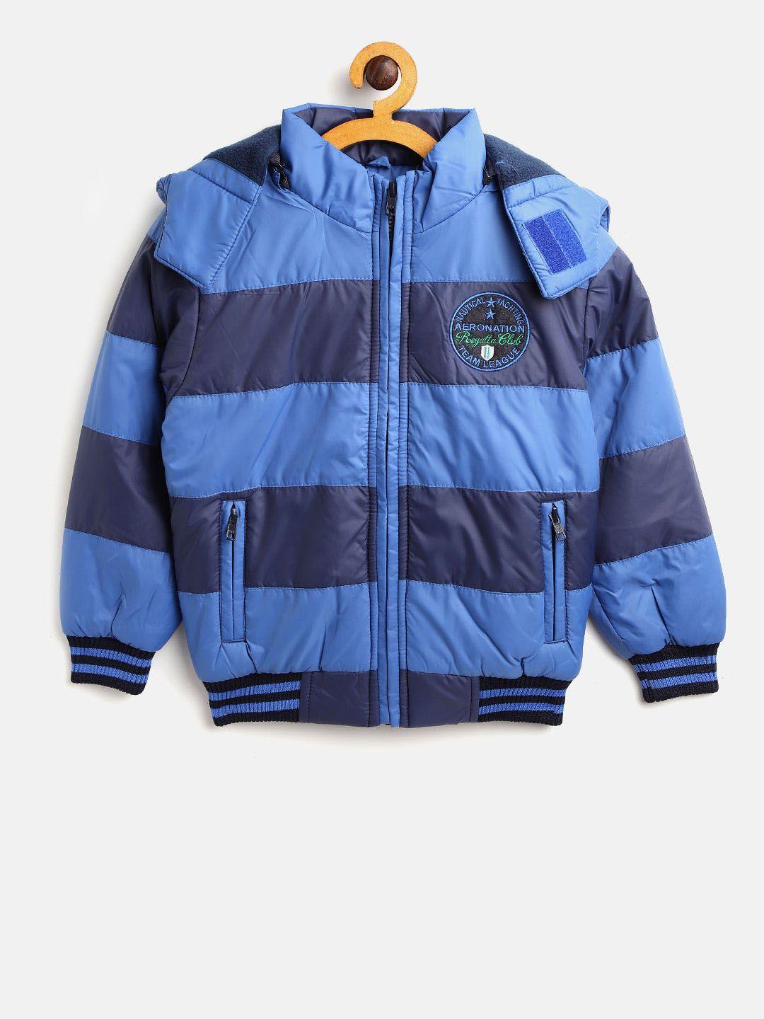 duke stardust boys blue striped hooded bomber