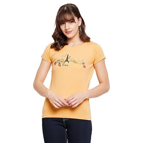 duke stardust round neck mango color lady top