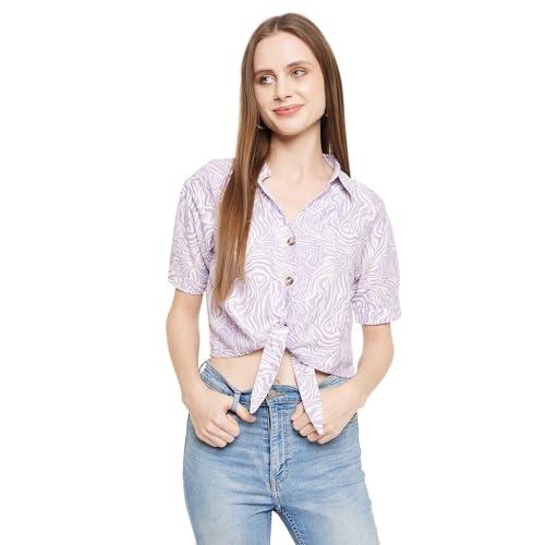 duke stardust women half sleeve printed crop shirt (sdx3281_purple_xxl)