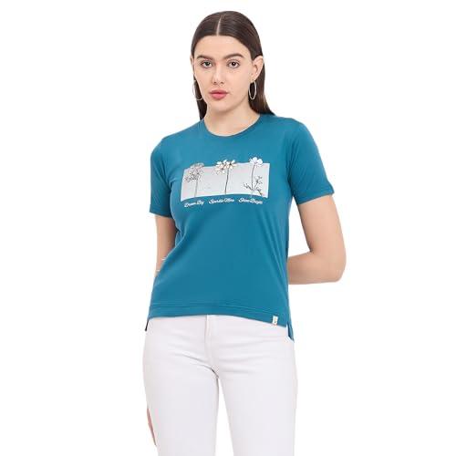 duke stardust women half sleeve top (lfx3286_teal_l)