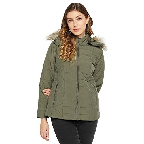 duke stardust women hooded jacket (sdz1901_mehandi_xl)