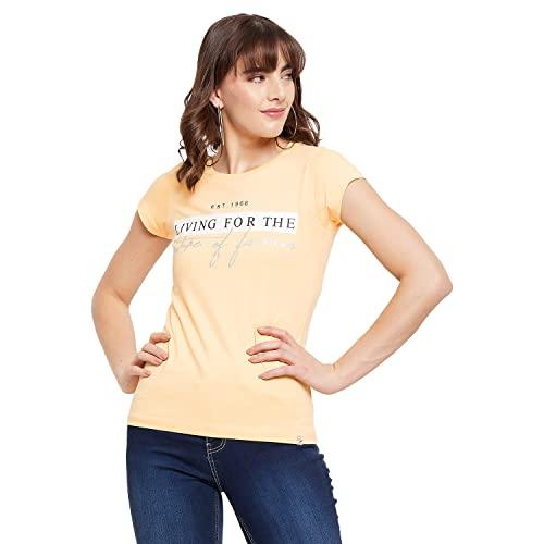 duke stardust women round neck banana yellow color top