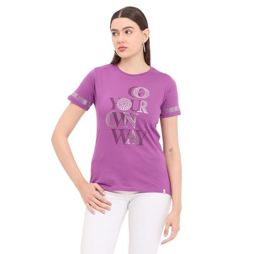 duke stardust women short sleeve round neck top (lfx3282_lilac_m)