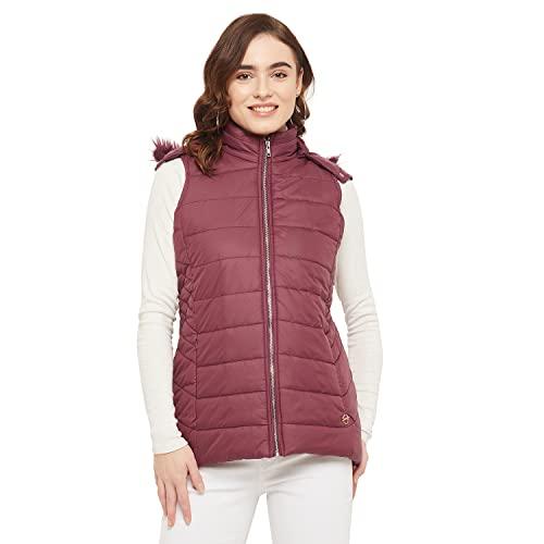 duke stardust women sleeveless jacket (sdz1947_maroon_xl)